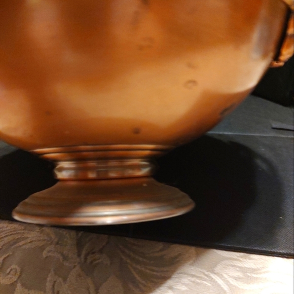 🔸🍂🔸Beautiful Vtg Copper Metal Leaf Pedestal Display Fruit Bowl Centerpiece - Picture 7 of 16